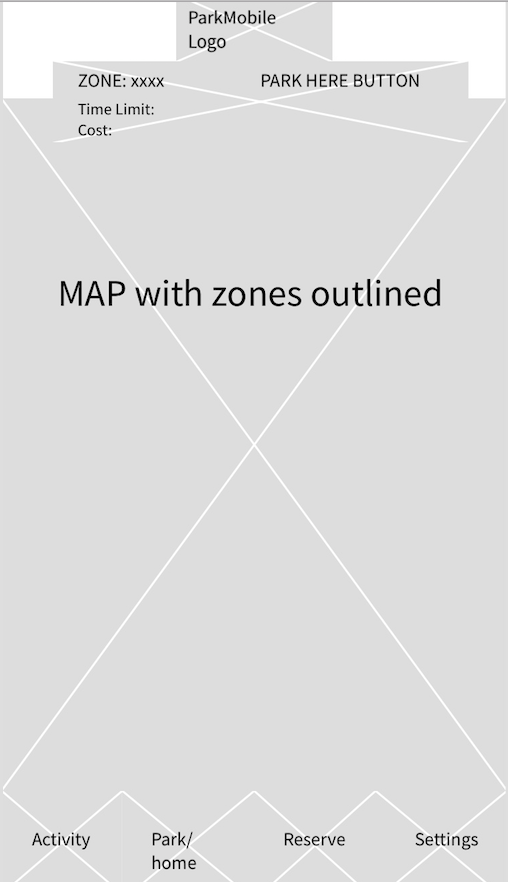 Wireframe Google Map Design App flow Redesign- ParkMobile